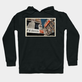 Cup & Saucer - New York City Store Sign Kodachrome Postcards Hoodie